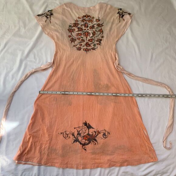 Y2K Butterfly Dropout Floral Milkmaid Midi Dress Size S Pink Burnout Fairycore - Picture 10 of 10